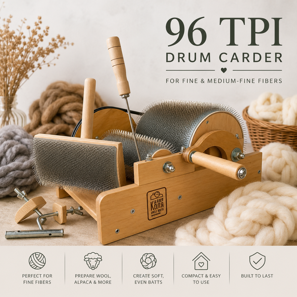 96 TPI Mini Drum Carder for Wool Fine Fibers
