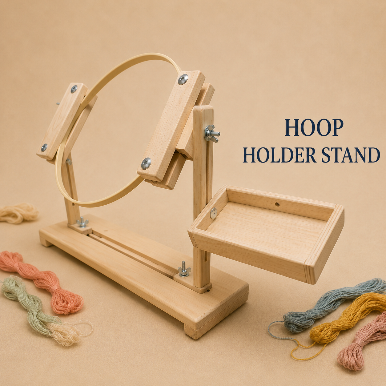 Embroidery Hoop Holder Stand with Double Clamp — Wooden Craft Stand