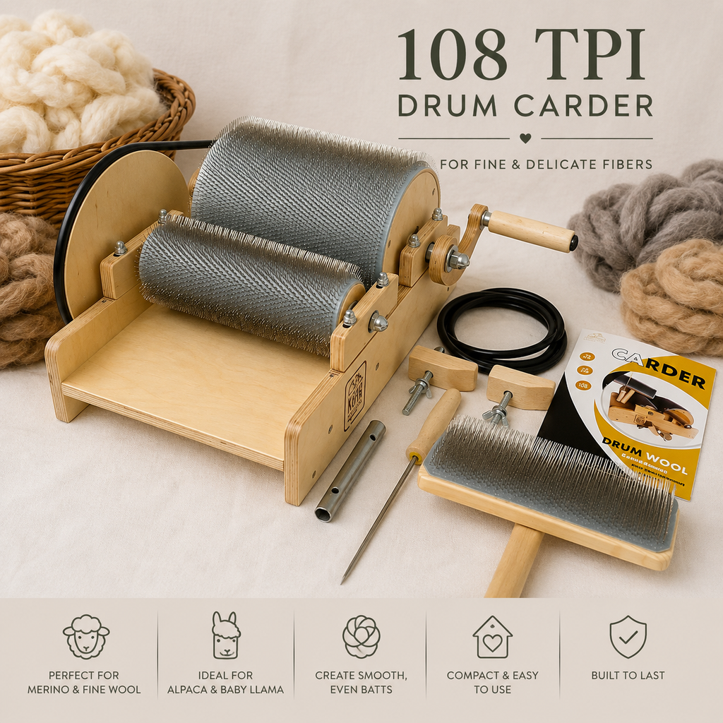 108 TPI Mini Drum Carder for Fine & Delicate Fibers