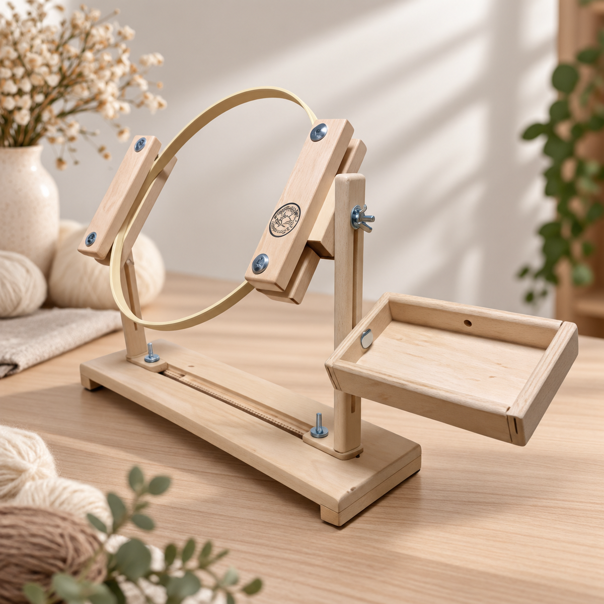 Embroidery Hoop Holder Stand with Double Clamp — Wooden Craft Stand