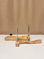 Wool Combs Set — 2 Hand Combs, 8-Hole Diz & Stand, Ash Wood & Stainless Steel Teeth