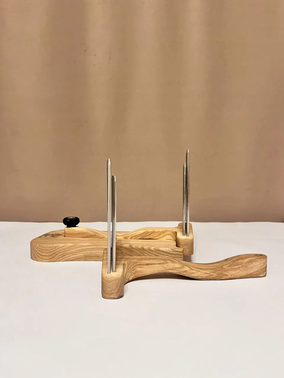 Wool Combs Set — 2 Hand Combs, 8-Hole Diz & Stand, Ash Wood & Stainless Steel Teeth