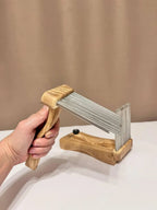 Wool Combs Set — 2 Hand Combs, 8-Hole Diz & Stand, Ash Wood & Stainless Steel Teeth
